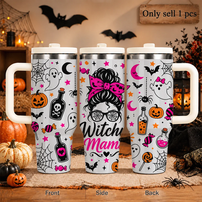 Spooky Halloween Ghost Vacuum Flasks 40oz Large Capacity Stainless Steel Tumbler with Handle Straw Lid Insulated Travel Mug Cup
