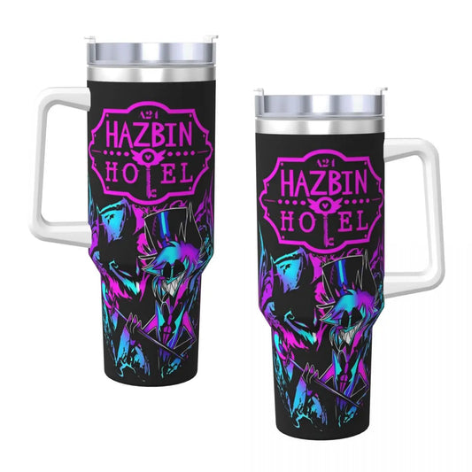 Stainless Steel Tumbler VOX H-Hazbin Hotel Alastor Game Coffee Mug Insulated Hot Drinks Car Mugs Driving Graphic Water Bottle