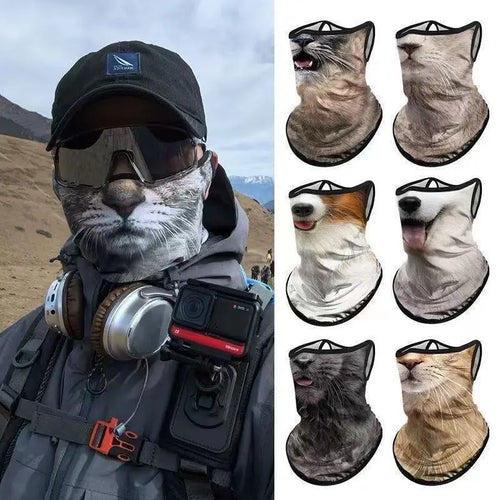 3d Cat Dog Cute Animal Balaclava Motorcycle Motocross Ski Snowboard Hat Helmet Liner Biker Neck Warmer Face Cap Cycling Headgear