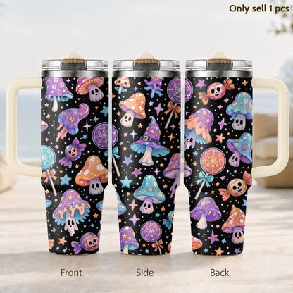 Halloween Witchy Skull Vacuum Flasks 40oz Thermal Tumbler with Handle Stainless Steel Vacuum Insulated Water Portable Mug Cup