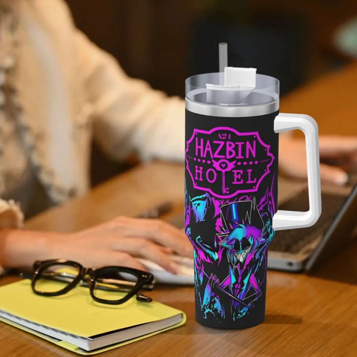 Stainless Steel Tumbler VOX H-Hazbin Hotel Alastor Game Coffee Mug Insulated Hot Drinks Car Mugs Driving Graphic Water Bottle