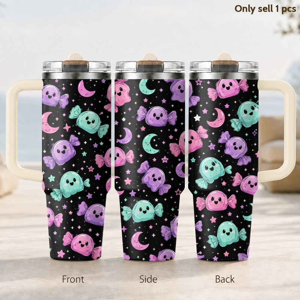 Halloween Witchy Skull Vacuum Flasks 40oz Thermal Tumbler with Handle Stainless Steel Vacuum Insulated Water Portable Mug Cup