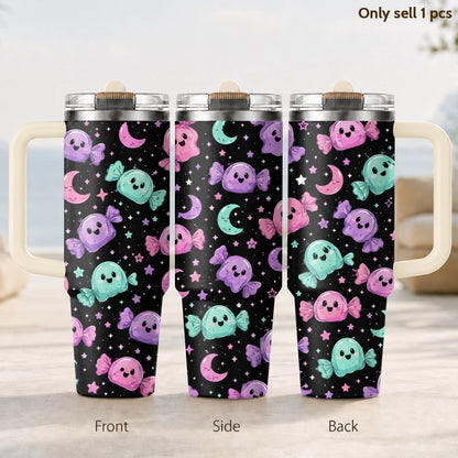 Halloween Witchy Skull Vacuum Flasks 40oz Thermal Tumbler with Handle Stainless Steel Vacuum Insulated Water Portable Mug Cup