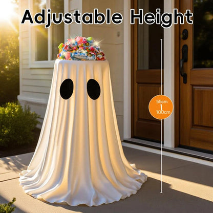 Standing Halloween Glowing Ghost Treat Bucket Height-adjustable Reusable Ghost Candy Bowl Luminous Halloween Candy Holder Bar