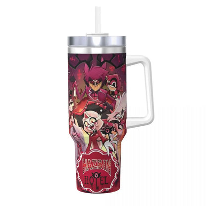 Stainless Steel Tumbler VOX H-Hazbin Hotel Alastor Game Coffee Mug Insulated Hot Drinks Car Mugs Driving Graphic Water Bottle