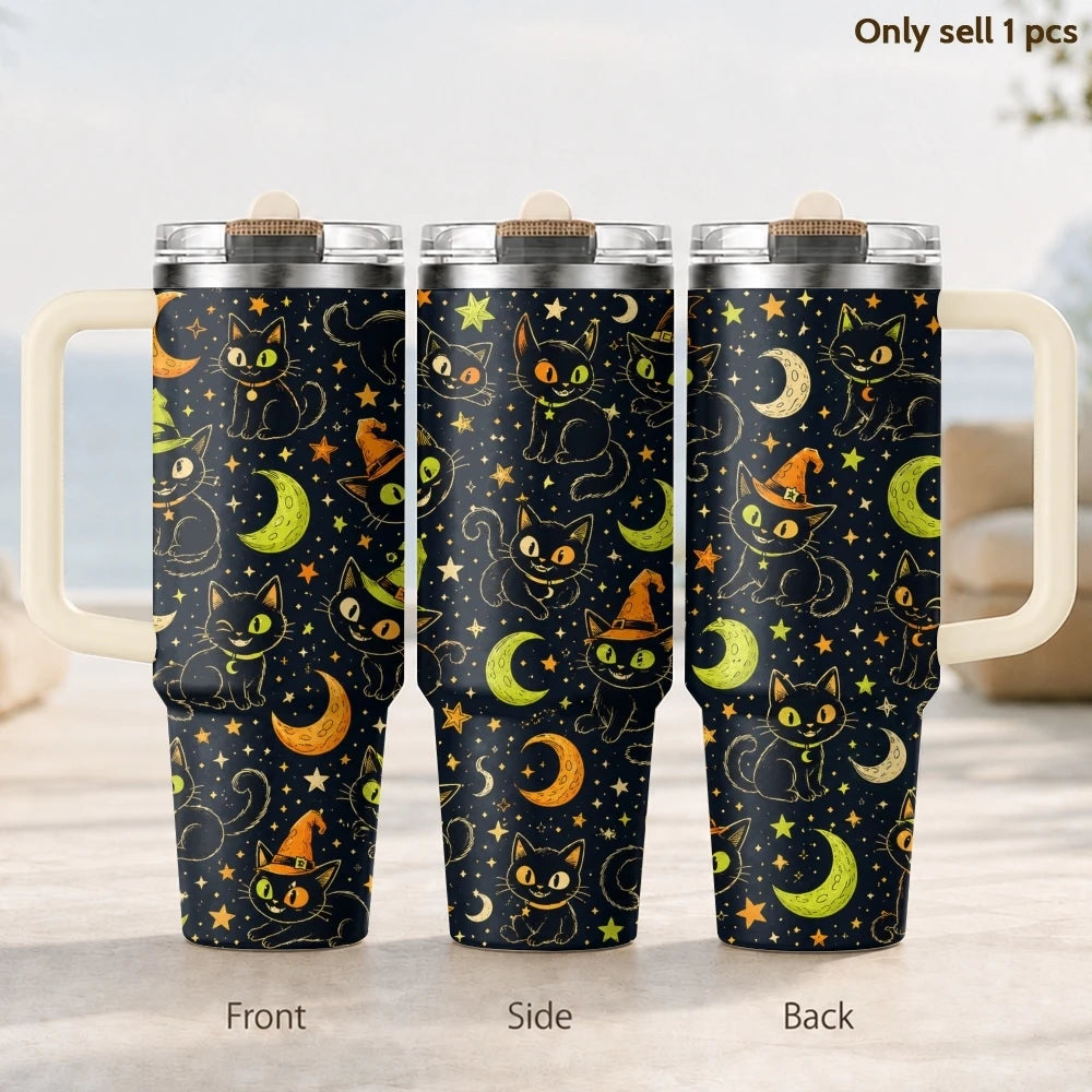 Halloween Witchy Skull Vacuum Flasks 40oz Thermal Tumbler with Handle Stainless Steel Vacuum Insulated Water Portable Mug Cup