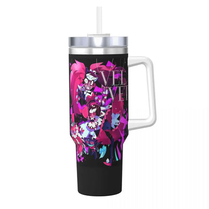 Stainless Steel Tumbler VOX H-Hazbin Hotel Alastor Game Coffee Mug Insulated Hot Drinks Car Mugs Driving Graphic Water Bottle