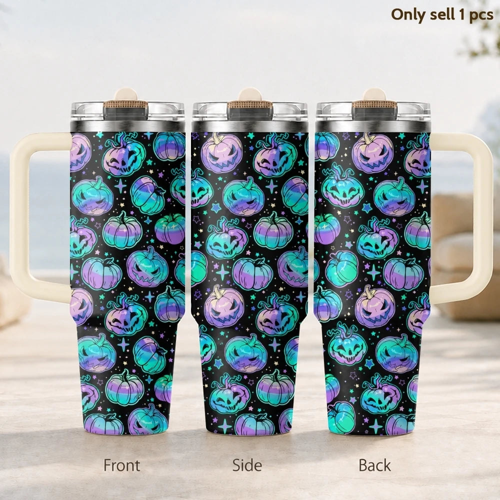Halloween Witchy Skull Vacuum Flasks 40oz Thermal Tumbler with Handle Stainless Steel Vacuum Insulated Water Portable Mug Cup