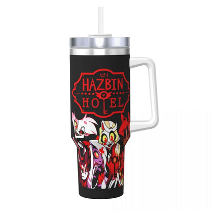 Stainless Steel Tumbler VOX H-Hazbin Hotel Alastor Game Coffee Mug Insulated Hot Drinks Car Mugs Driving Graphic Water Bottle