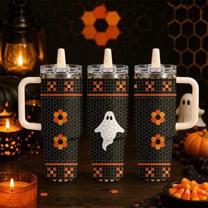 Halloween Spooky Knit Pattern Vacuum Flasks 40oz Thermal Tumbler with Handle Stainless Steel Insulated Water Portable Mug Cup