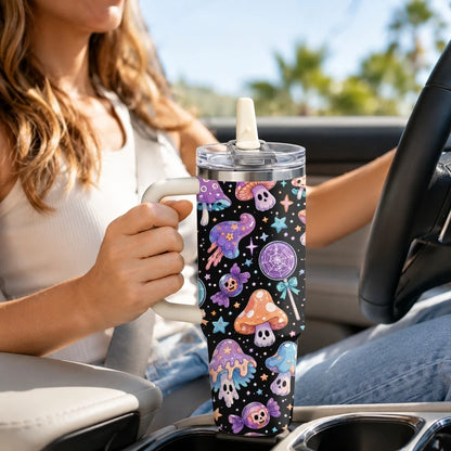 Halloween Witchy Skull Vacuum Flasks 40oz Thermal Tumbler with Handle Stainless Steel Vacuum Insulated Water Portable Mug Cup