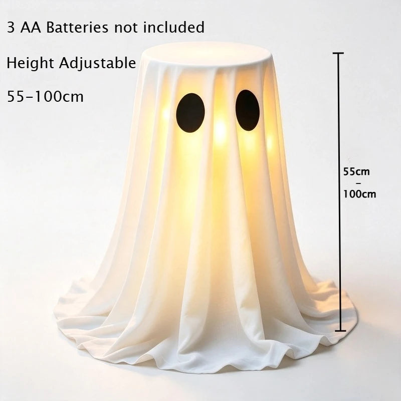 Standing Halloween Glowing Ghost Treat Bucket Height-adjustable Reusable Ghost Candy Bowl Luminous Halloween Candy Holder Bar