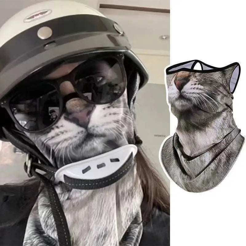 3d Cat Dog Cute Animal Balaclava Motorcycle Motocross Ski Snowboard Hat Helmet Liner Biker Neck Warmer Face Cap Cycling Headgear