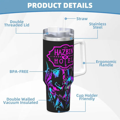Stainless Steel Tumbler VOX H-Hazbin Hotel Alastor Game Coffee Mug Insulated Hot Drinks Car Mugs Driving Graphic Water Bottle