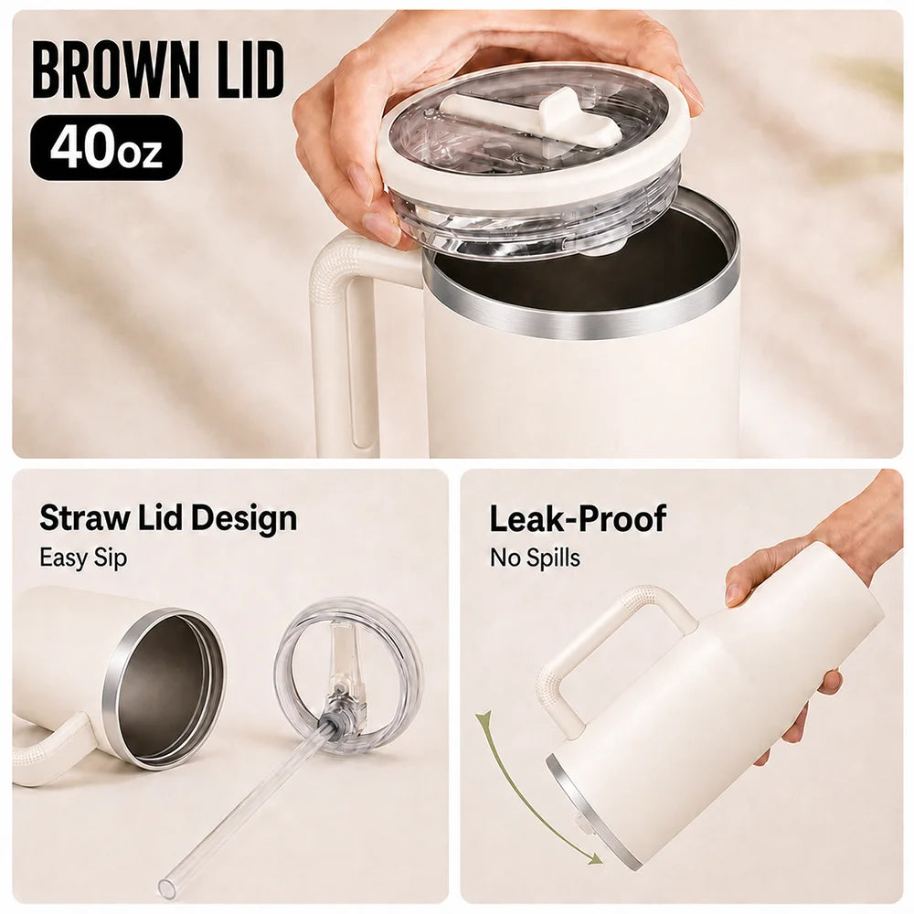 Spooky Halloween Ghost Vacuum Flasks 40oz Large Capacity Stainless Steel Tumbler with Handle Straw Lid Insulated Travel Mug Cup